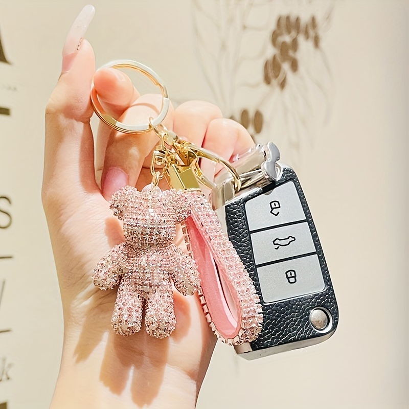 Rhinestone Bear Keychain Bag Accessories Metal Cute Bear Bag Pendant Car  Keychain Holiday Gift Commemorative Gift For Women