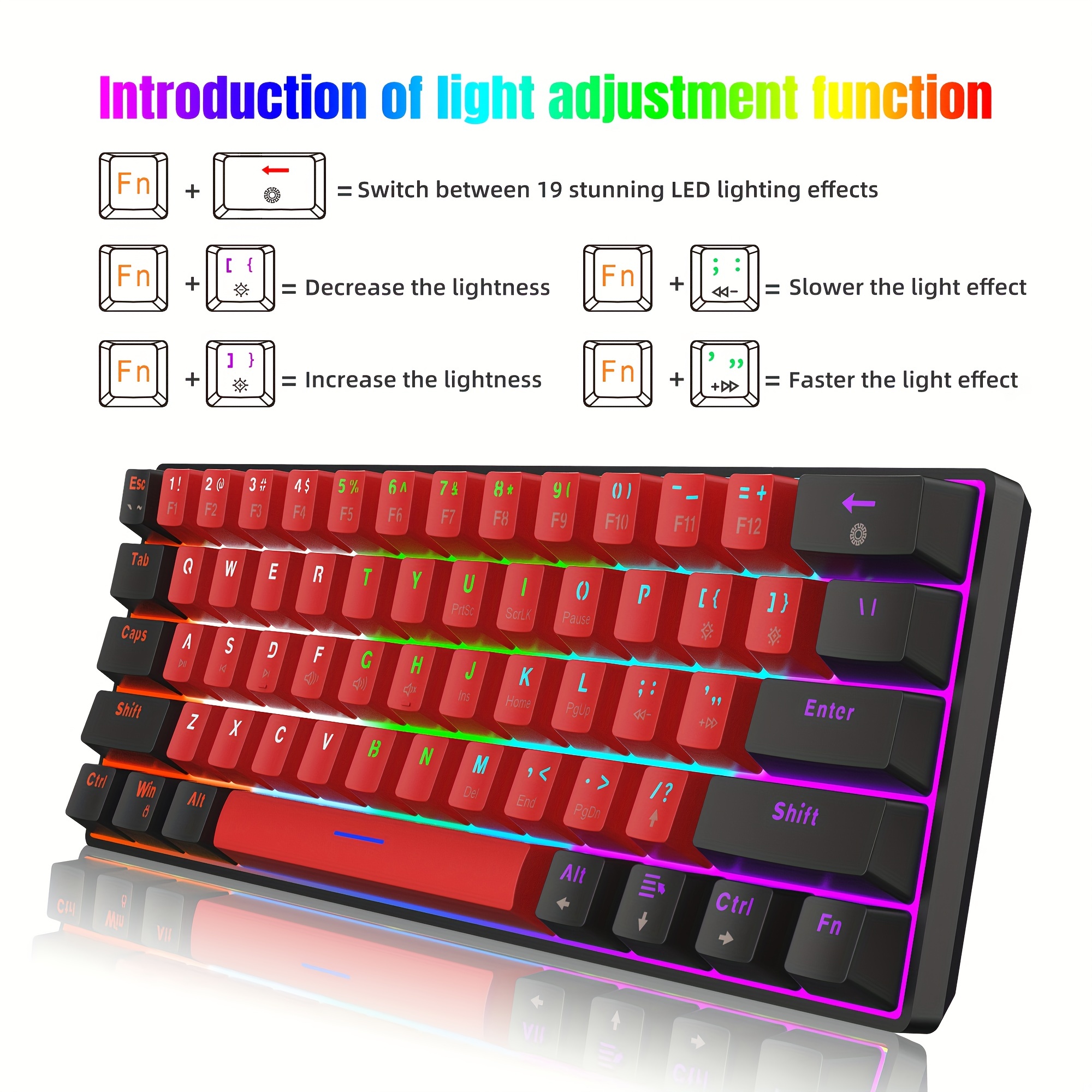 Teclado Mecánico Al 60%, Teclado Gamer Con Interruptores Azules Y  Retroiluminación Rgb, Pequeño Y Compacto, Teclado Mecánico Al 60%, Teclado  Gamer Portátil Al 60%, Moda de Mujer