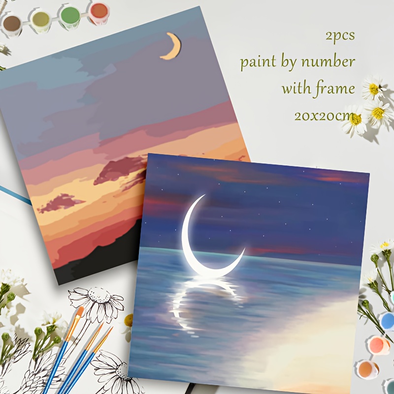2pcs Painting By Numbers Kit For Adults, Sun And Rainbow Acrylic Paint By  Numbers For Diy Gift 20x20cm/7.87x7.87inch With Frame