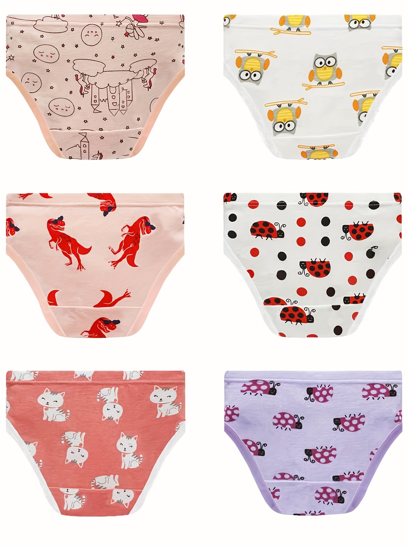 6Pcs/Set Girls Baby Underwear Soft Cotton Panties Kids Underpants Short  Briefs
