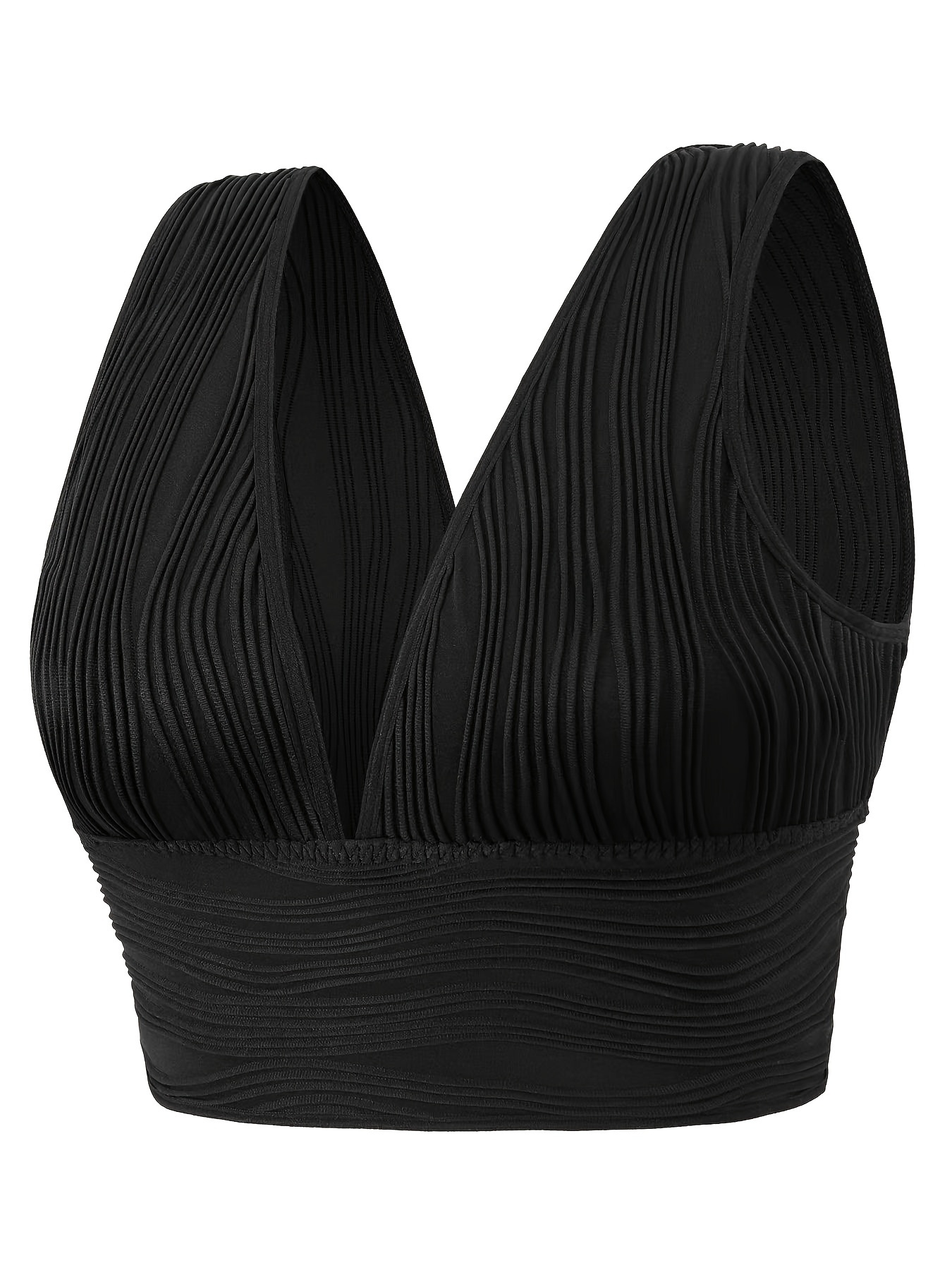 Women's Sexy Bra Plus Size Solid Wave Textured Deep V Neck - Temu