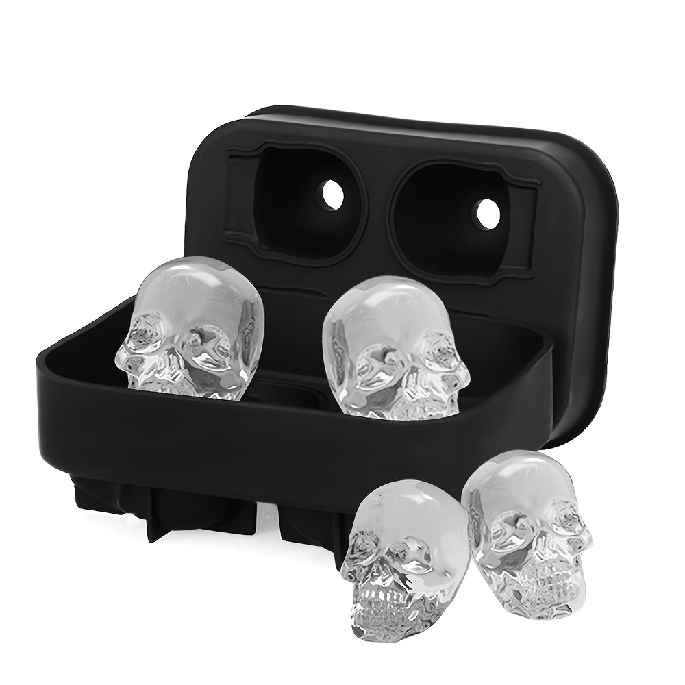 VEVOR Skull Ice Cube Tray 4-grid Skull Ice Ball Maker Flexible Black Silicone Ice Tray BJLJTBG4G00000001V0
