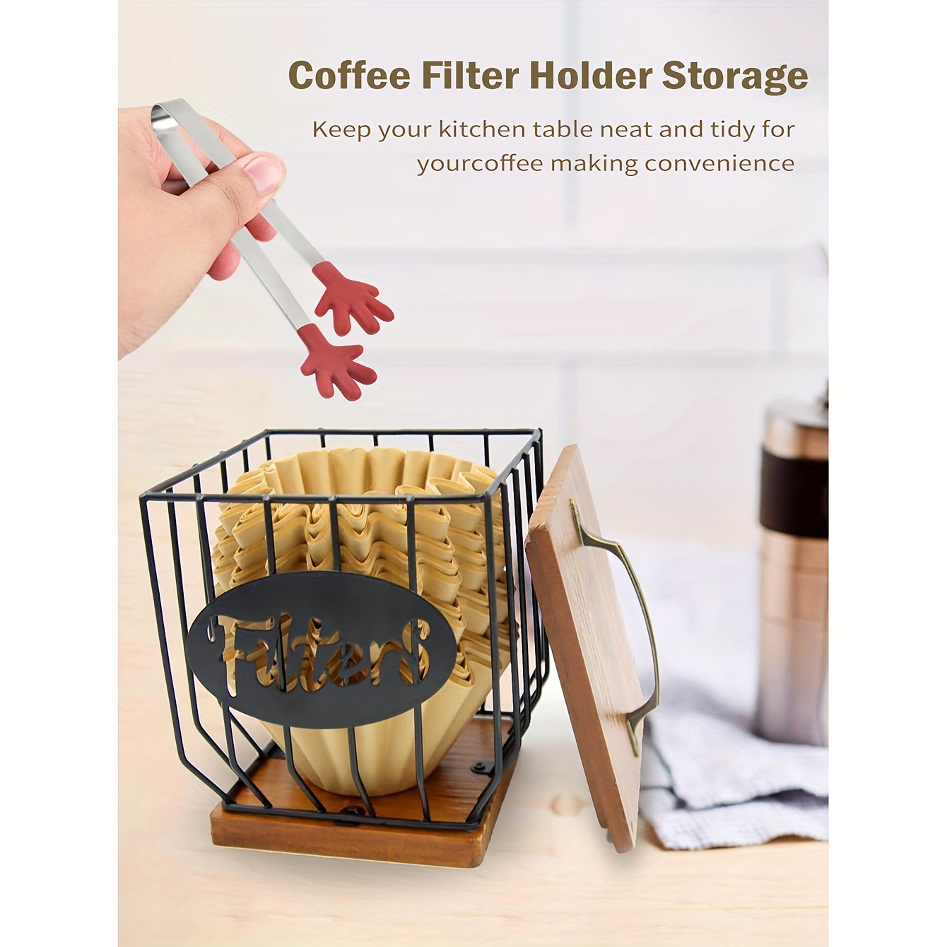 Organisateur de bureau Porte-filtre à café avec couvercle Cuisine