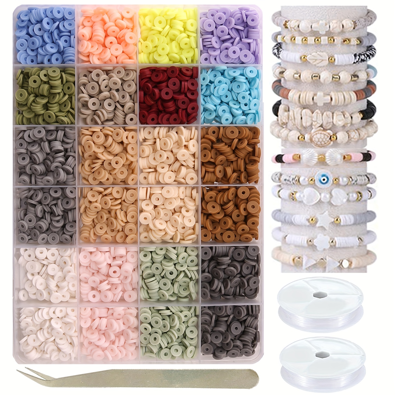 Flat Polymer Clay Beads Jewelry Making Kit Diy - 6mm Beads 24