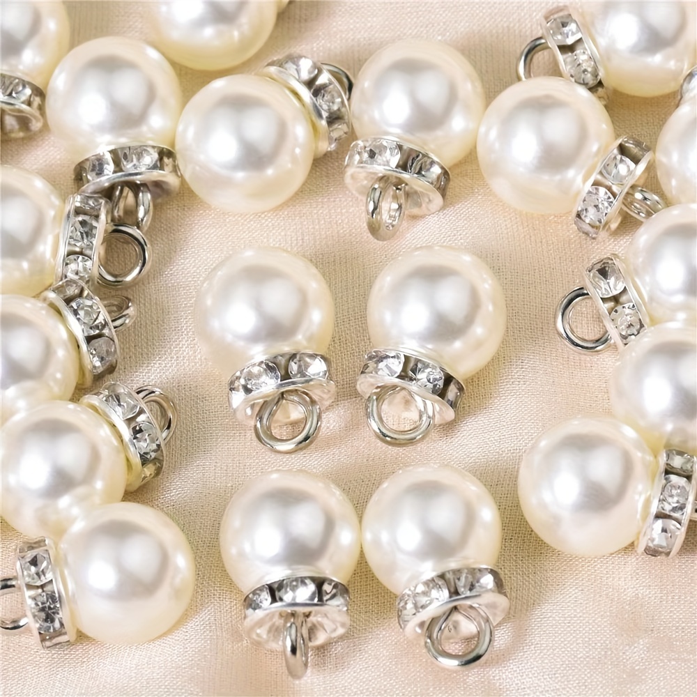 20pcs White Imitation Pearl Charms Pendant with Rhinestone DIY Jewelry, Jewels Earrings Bracelets Making,Temu