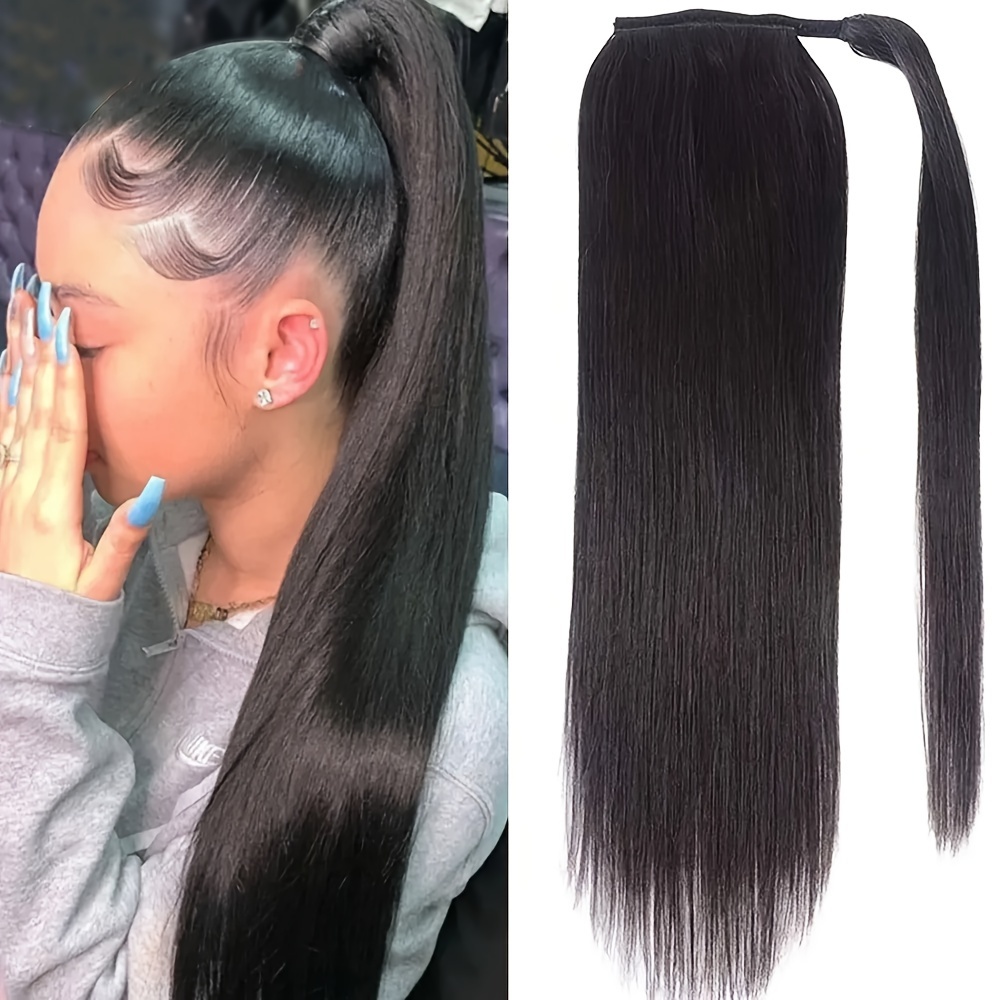 100g Remy Human Hair Straight Ponytail Extension Women Temu New Zealand