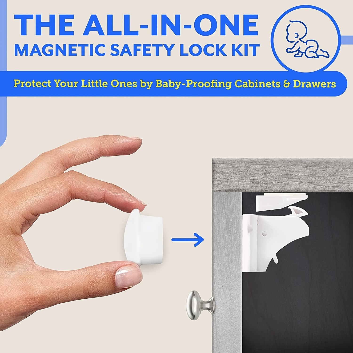 Verrouillage magnétique - 16 Serrures + 4 clés magnétiques - Sécurité  Placard Bébé 