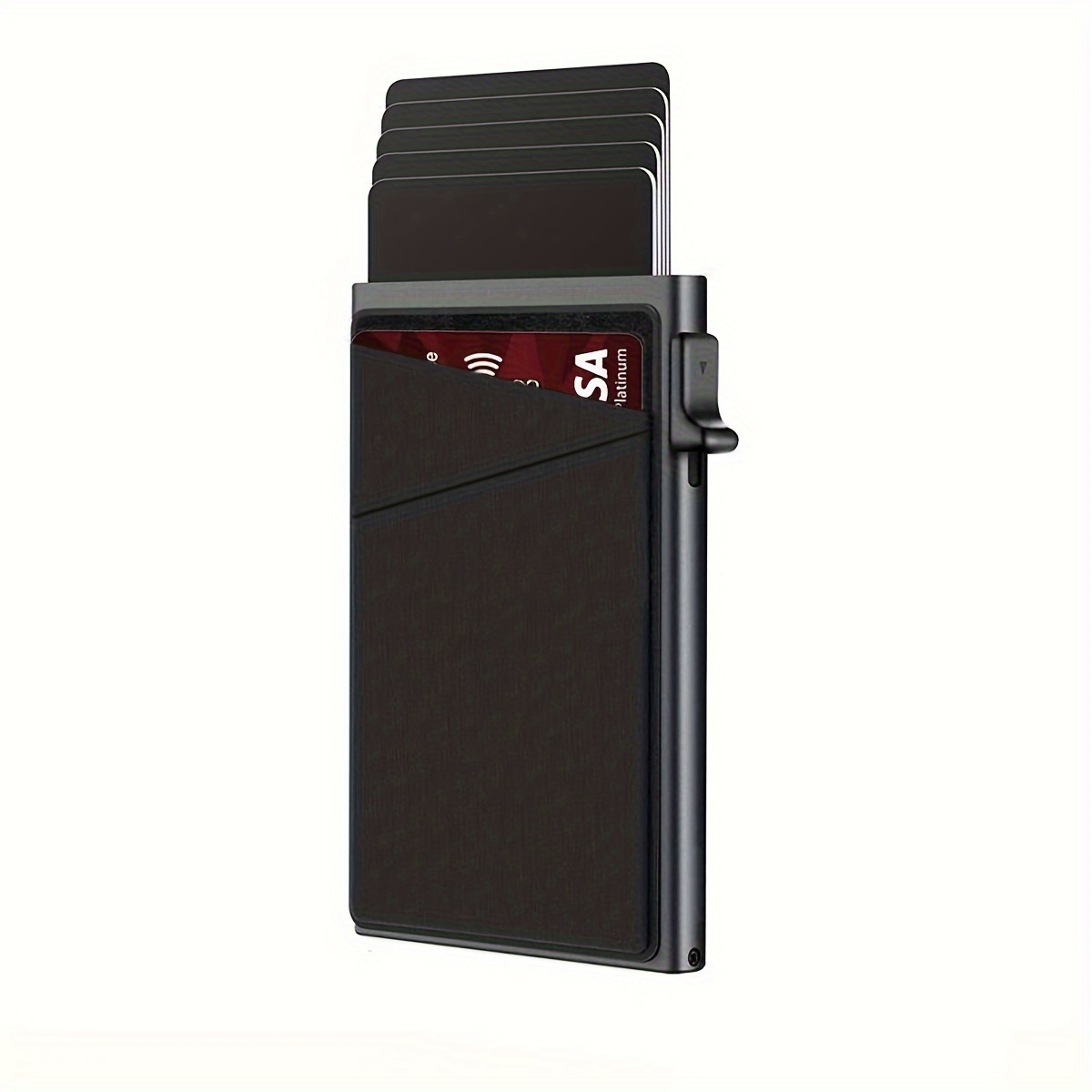 

1pc Men's Aluminum Alloy Card Holder, Automatically Pops Up Card Box, Prevent Theft And Demagnetization Rfid Card Sleeve