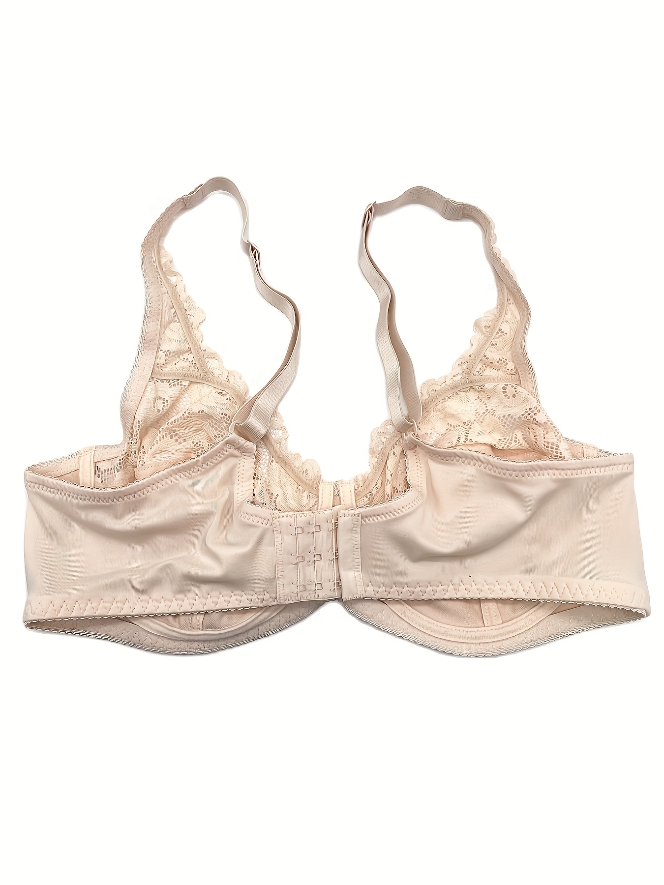 Womens Full Coverage Underwired Plus Size Floral Lace Bra Non Padded  Comfort Bra 38D Beige