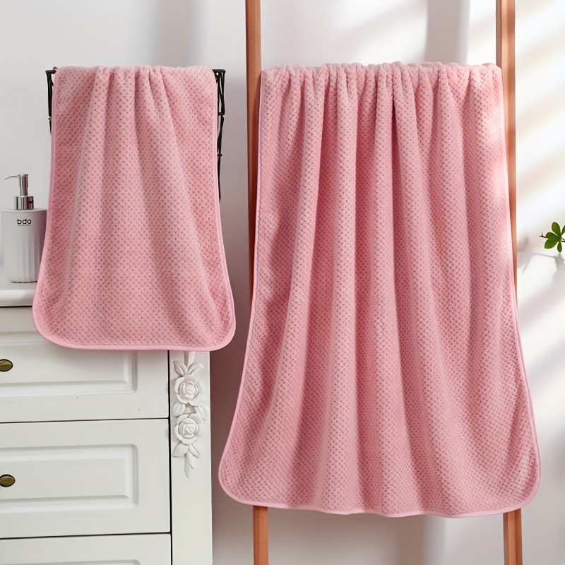 Checkered Pattern Towel Set Household Coral Fleece Towel - Temu