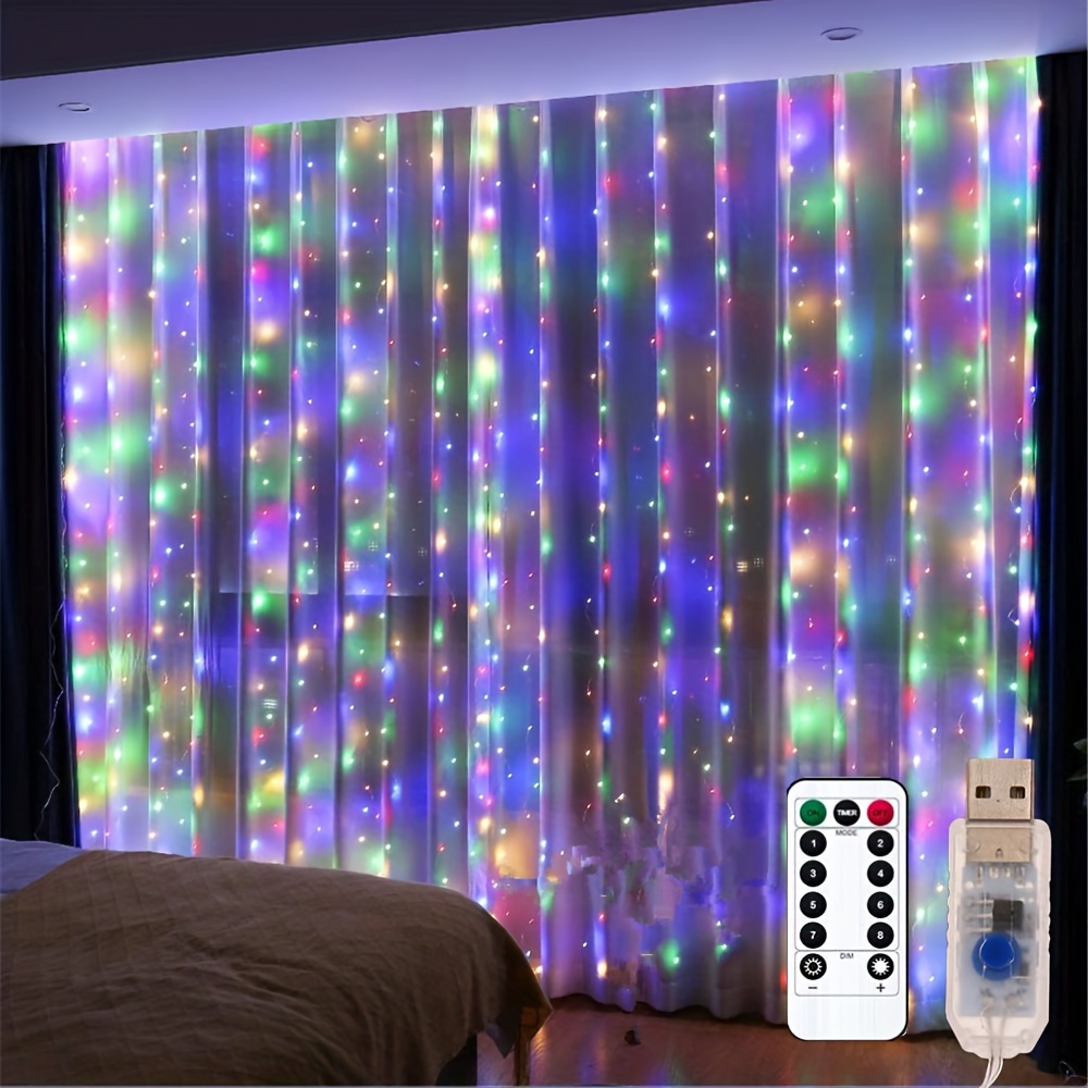 Led Fenêtre Rideaux Lumières String Lights Avec Télécommande & Minuterie  Pour Indoor Party Home Garden Décoration avec Crochet