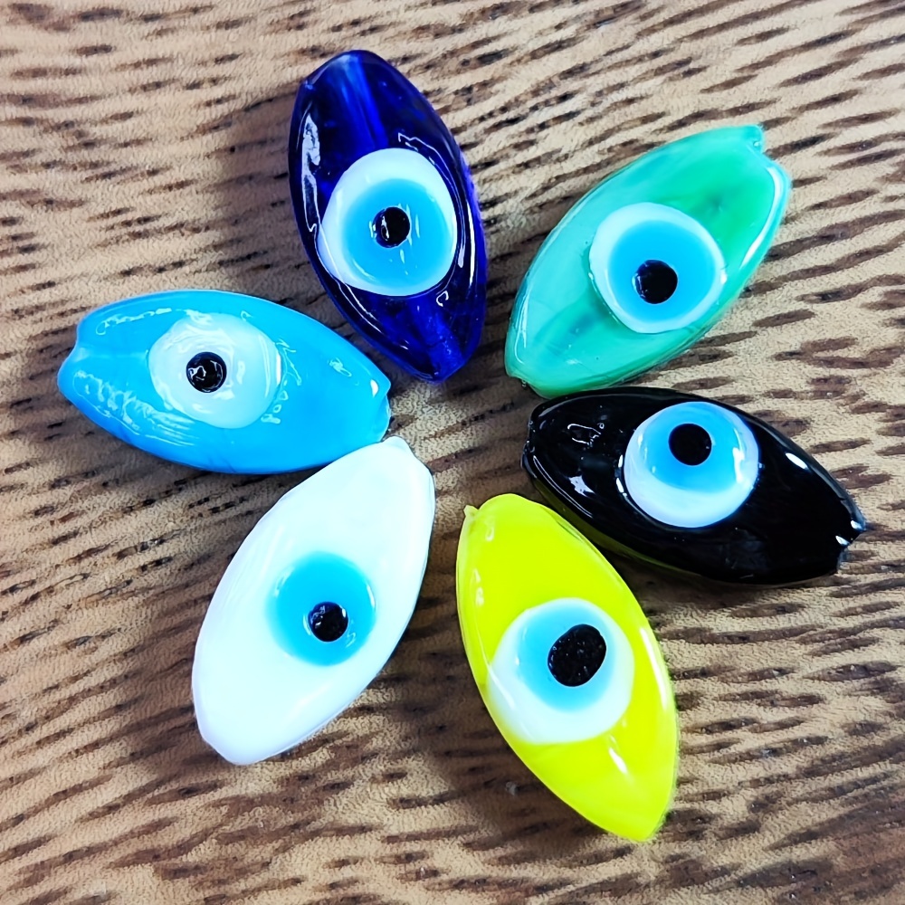 Evil Eye Flat Glass Spacer Beads Diy Jewelry Making Bracelet - Temu