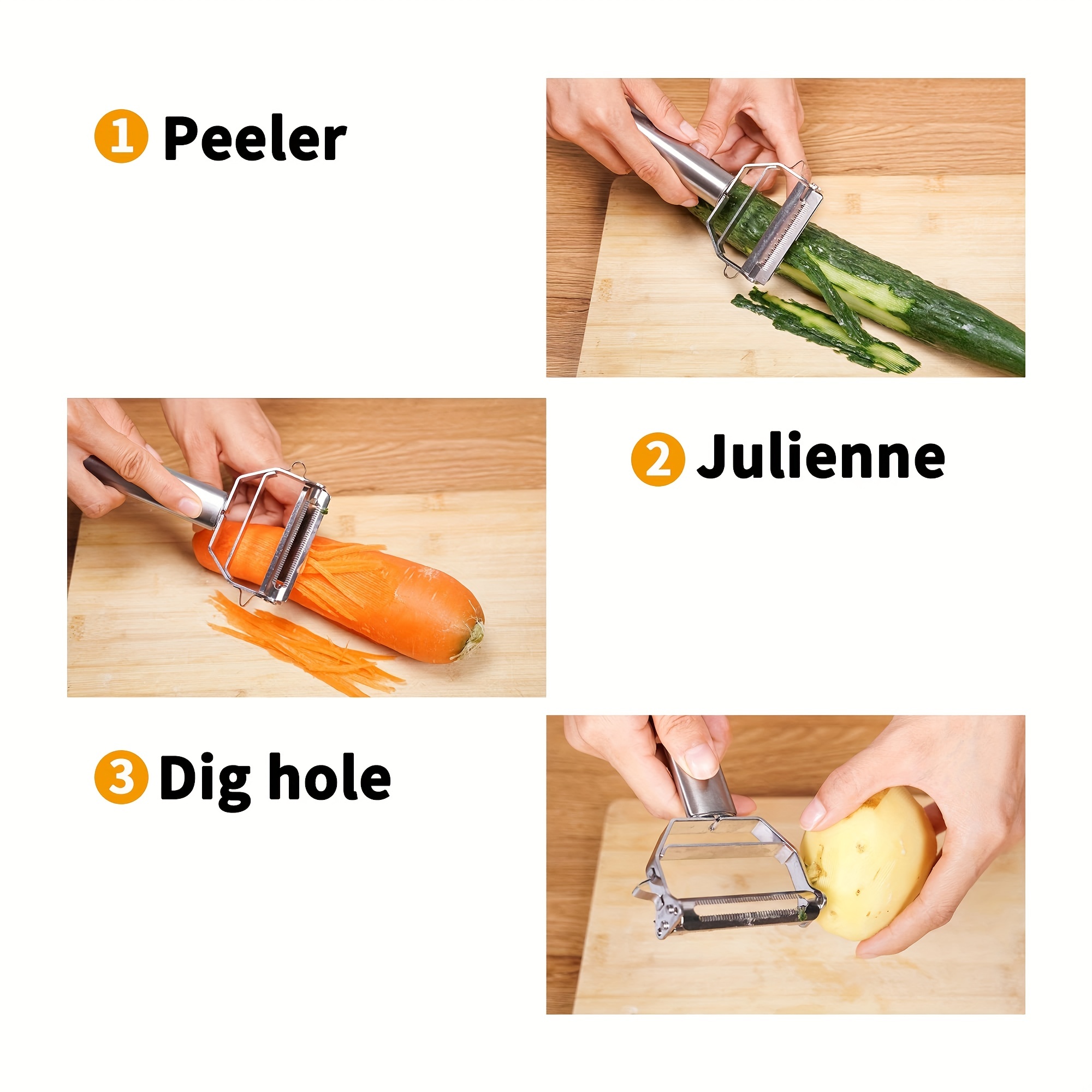  Peeler Slicer Vegetable Fruit Shaver Cutter Double