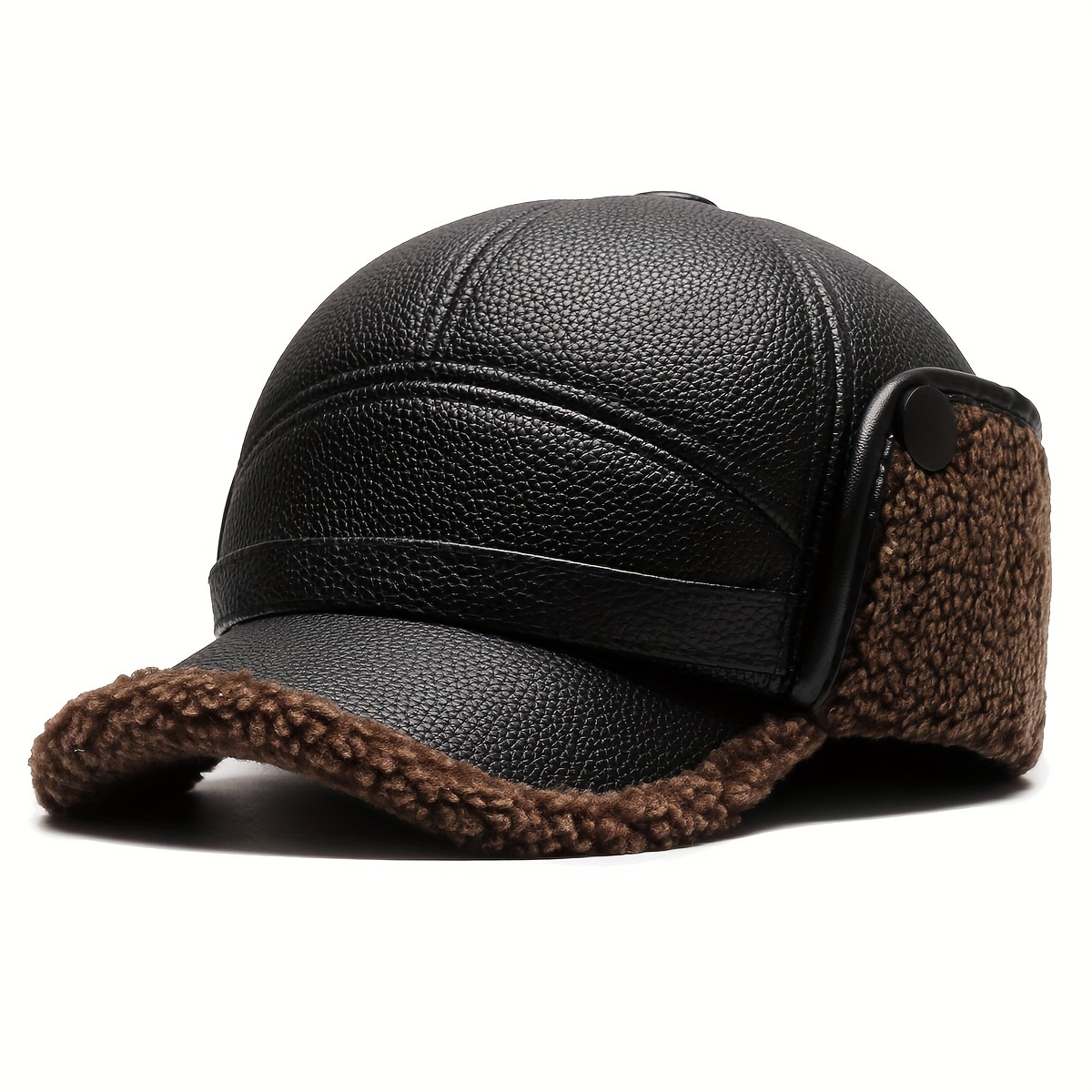 1pc Father Snapback Winter Baseball Faux Leather Winter Hats For