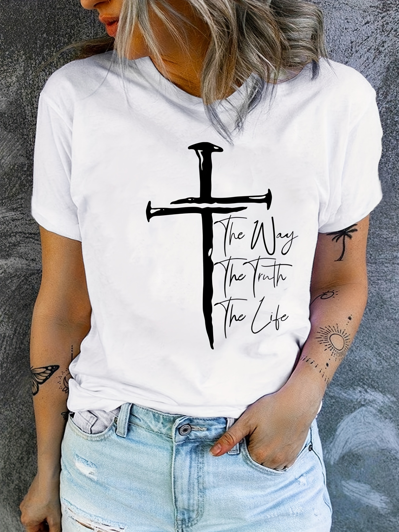 Camiseta Cristiana Estampado jesús Playera Informal Cuello - Temu