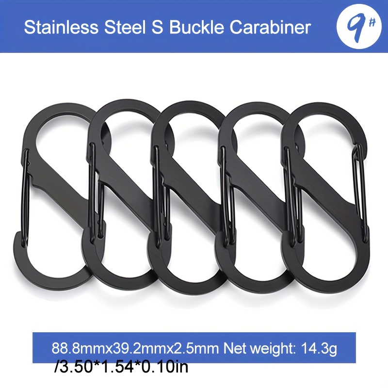 5Pcs Outdoor Camping S Type Carabiners with Lock Mini Keychain