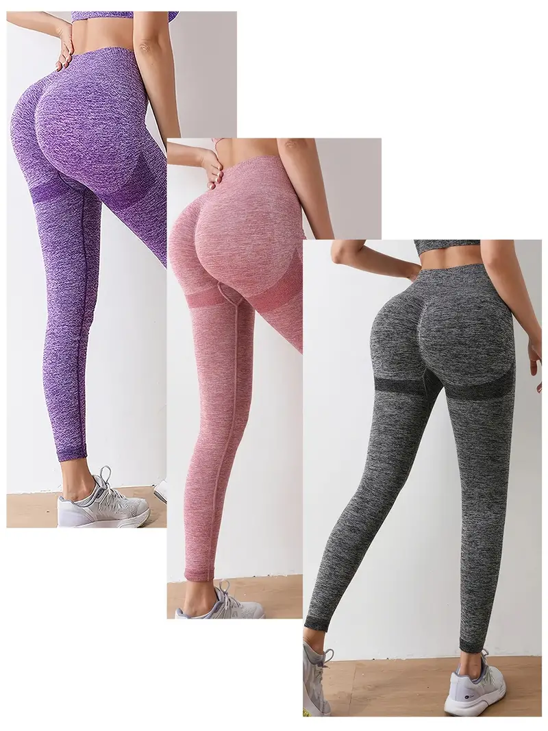 3pcs Stretchy Sports Leggings, Butt Lifting High Waist Tummy Control Yoga  Fitness Workout Skinny Pants, Women's Activewear