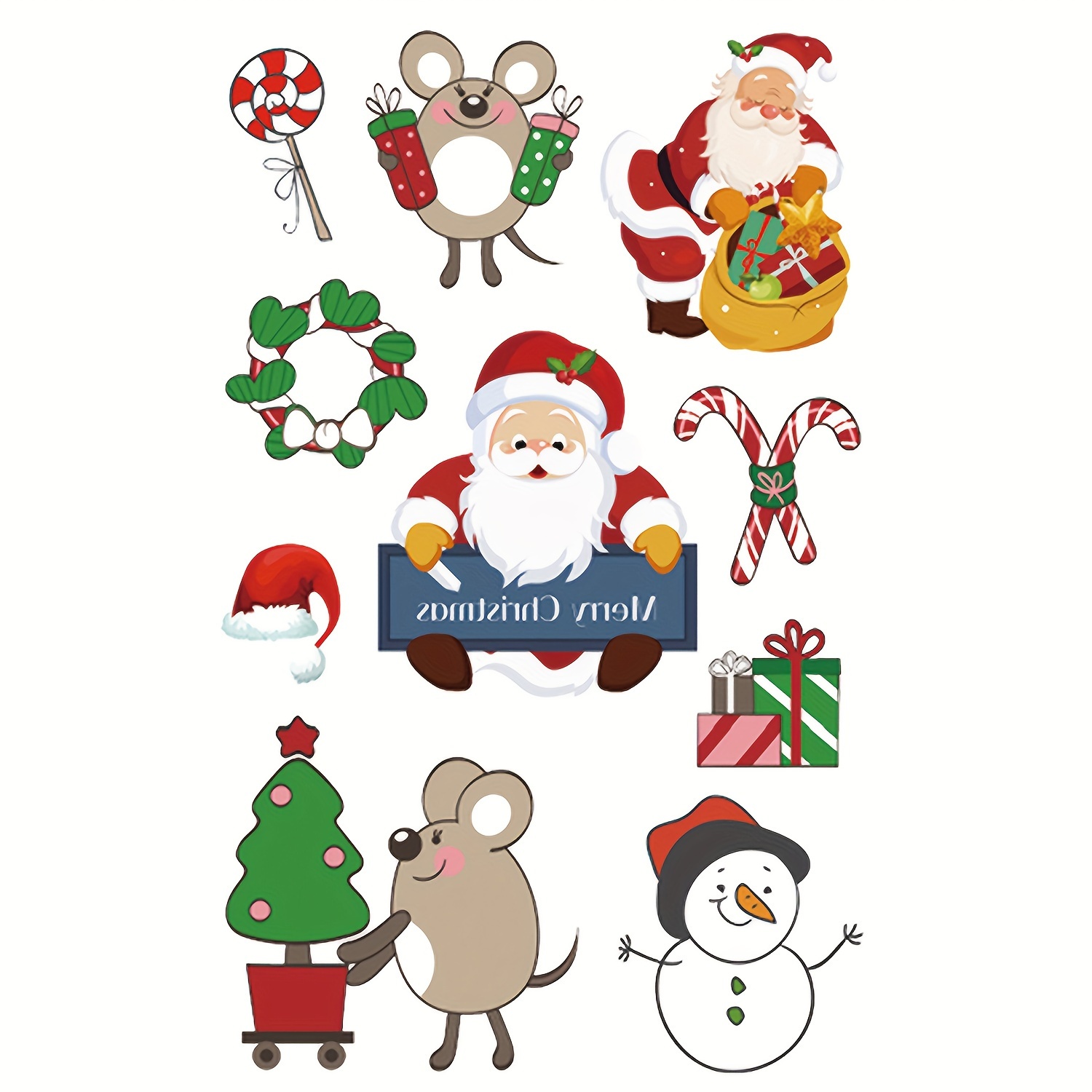 Christmas Tattoo Stickers Cartoon Snowman Snowflake Elk - Temu