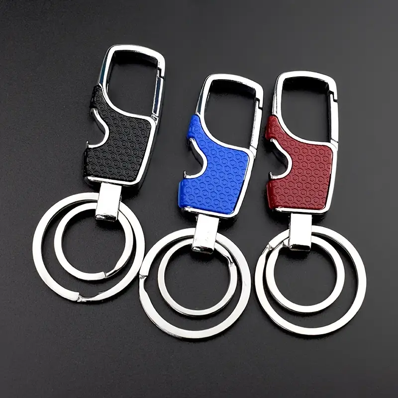 1pc Metal Keychain With Bottle Opener Mens Car Key Pendant With Double Ring  For Holiday Gift, Discounts For Everyone