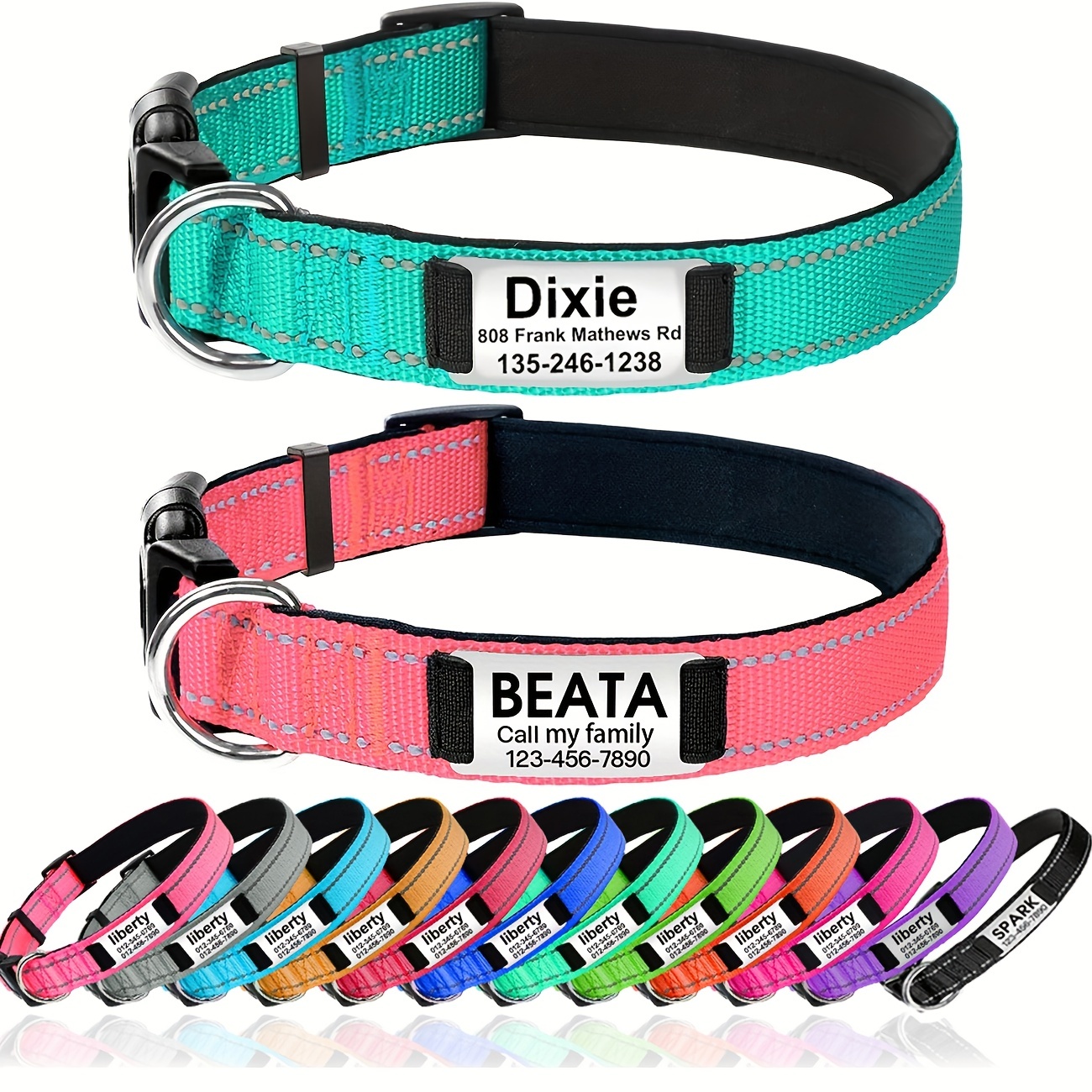 Personalized Dog Collars, Customized Handwoven Tender Green Reflective Pet  Collar, With Artificial Diamond Letter Pet Name, Up To 6 Letters, Suitable  For Large, Medium And Small Dogs - Temu