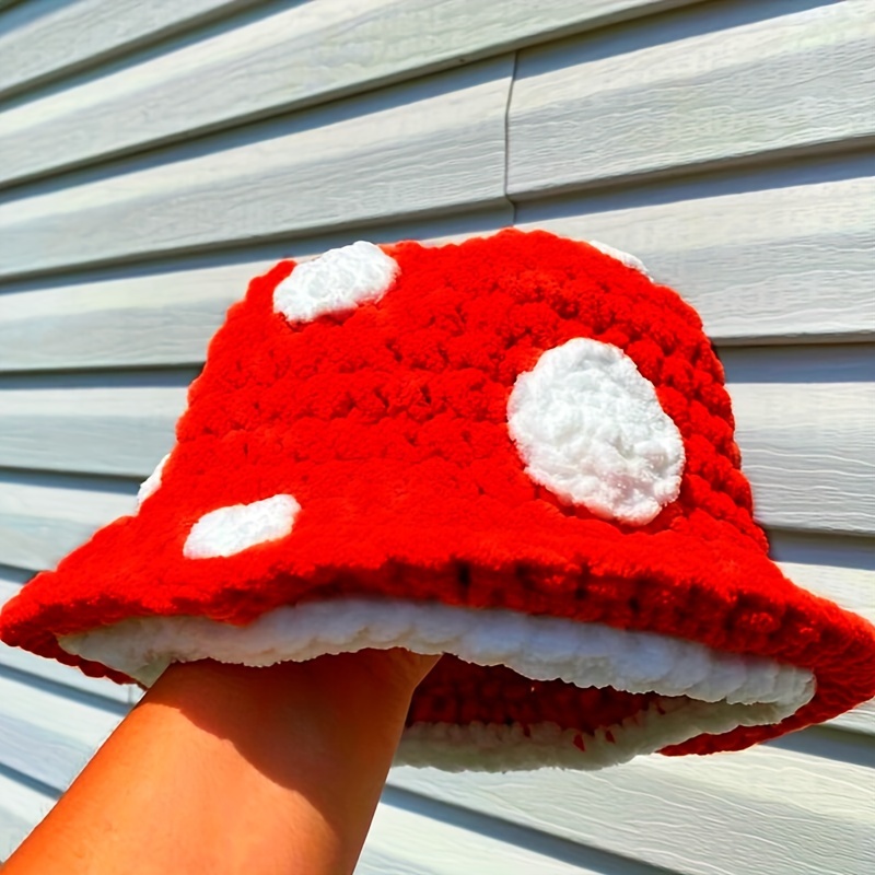 

Handmade Crochet Mushroom Beanie Hat - Cozy Winter Bucket Hat For Babies
