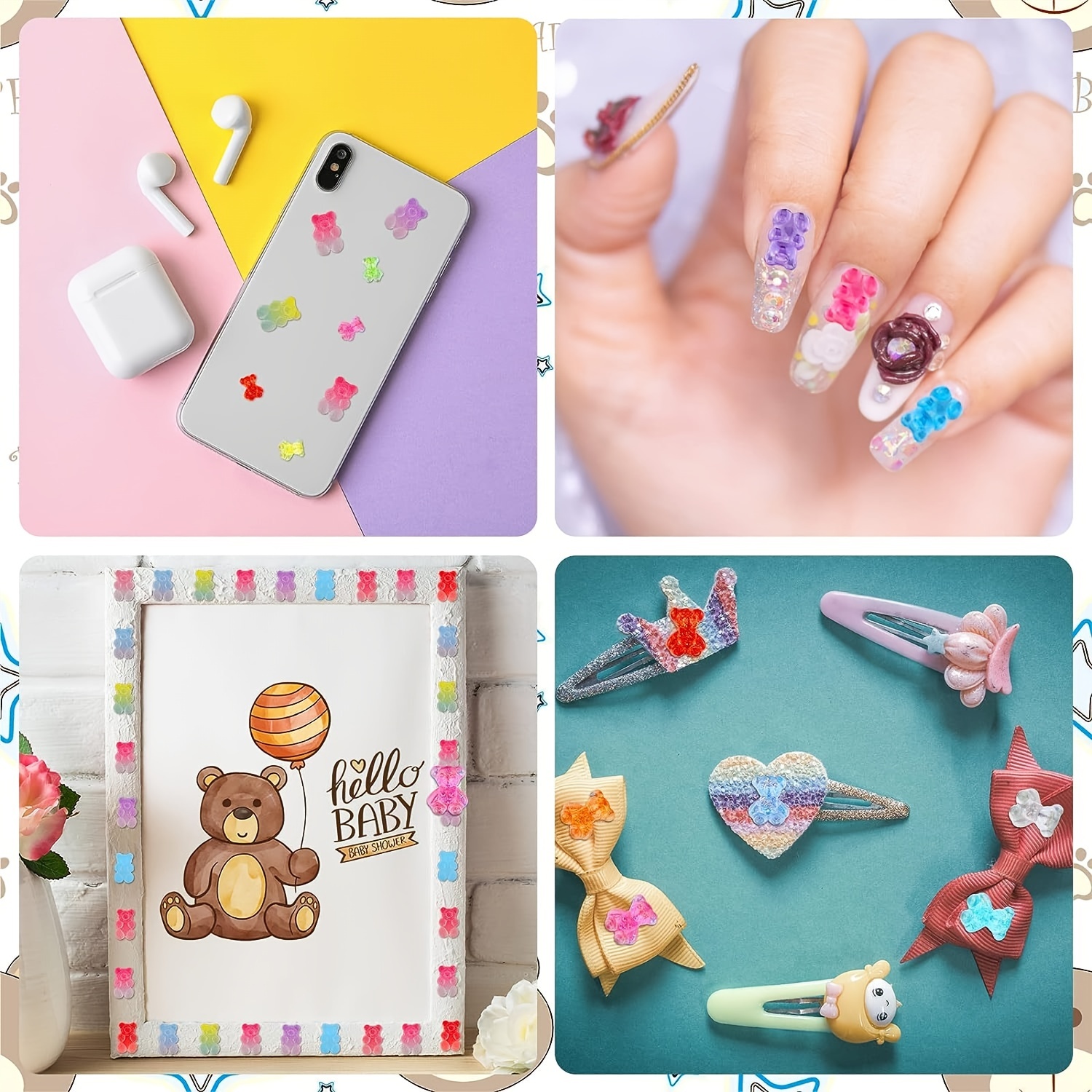 3d Bear Nail Charms Gummy Candy Nail Charms Colorful 3d Cute - Temu