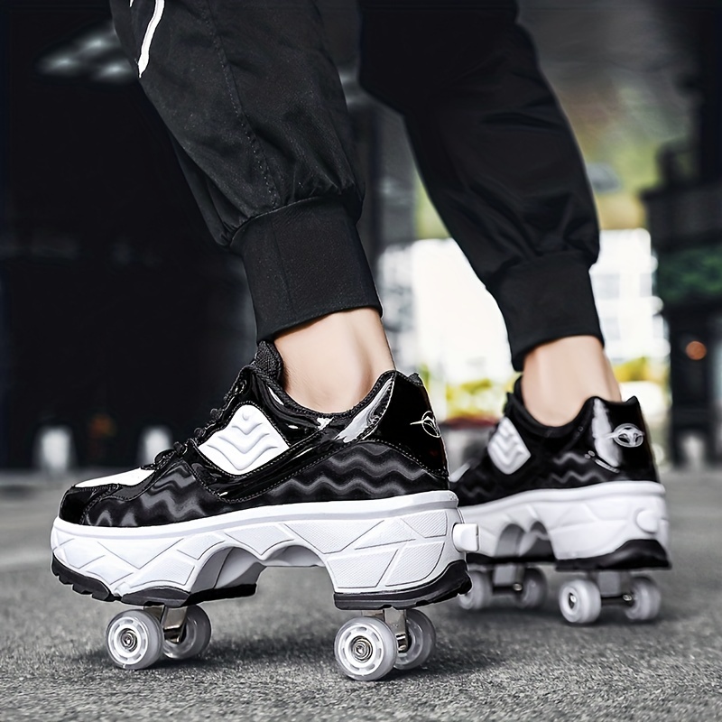 Roller Shoes Adulte Chaussure Roller Fille Kick Roller Skate Shoes Patins A  Roulettes 4 Roues Patins A Roulettes Casual Sneakers,avec Lumière