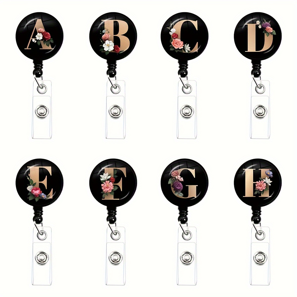Heavy Duty Retractable Crystal Glass Badge Reel With Belt Clip And Keyring  For Office Staff, Doctors, Nurses