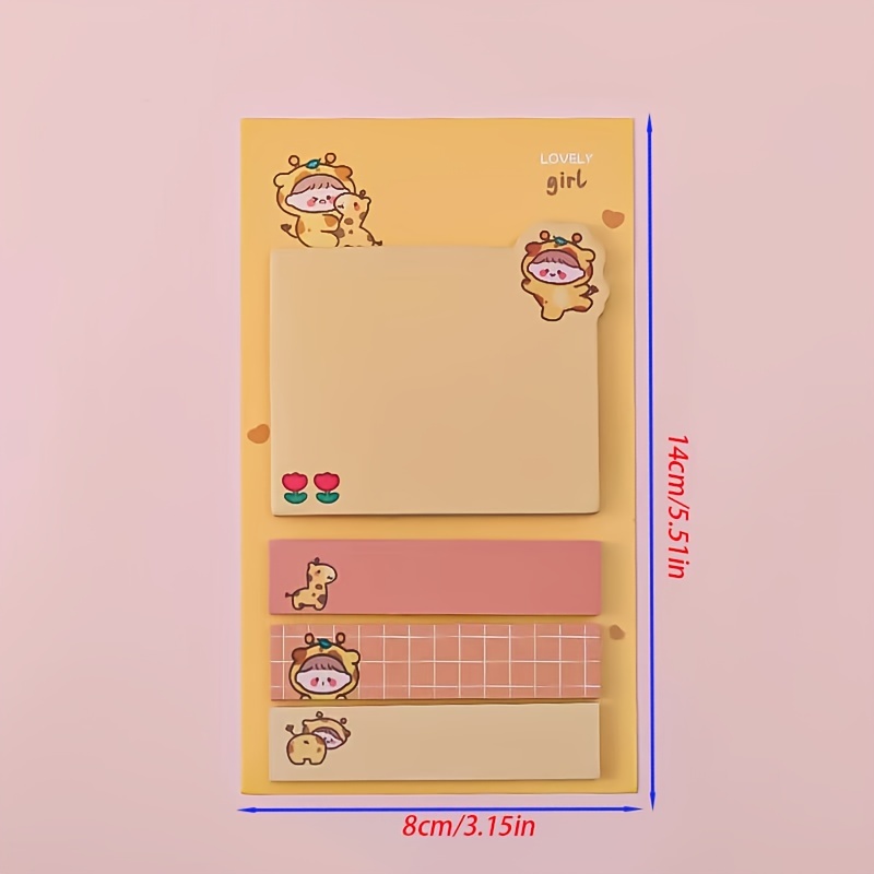 80 Sheets Cartoon Animal Sticky Notes Pack Office School Supplies