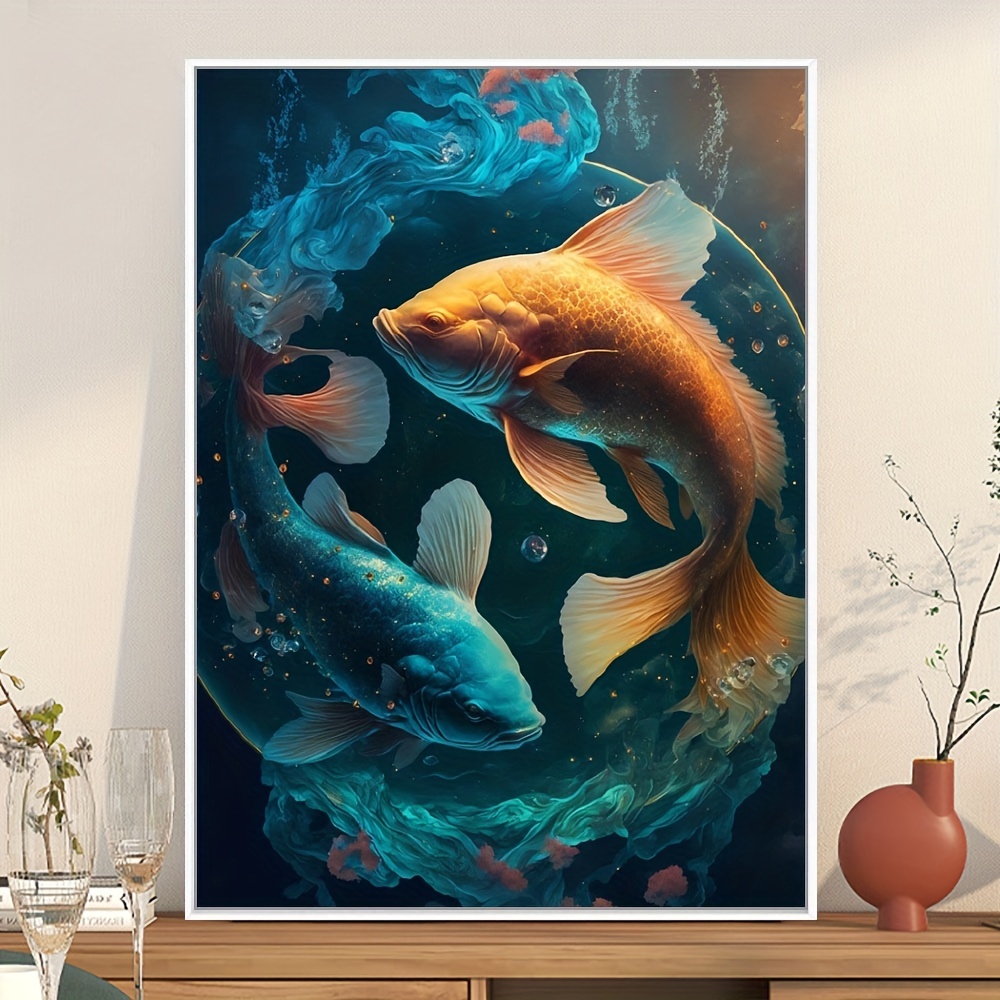 5d Diy Artificial Diamond Painting Fish Diamond Painting For - Temu