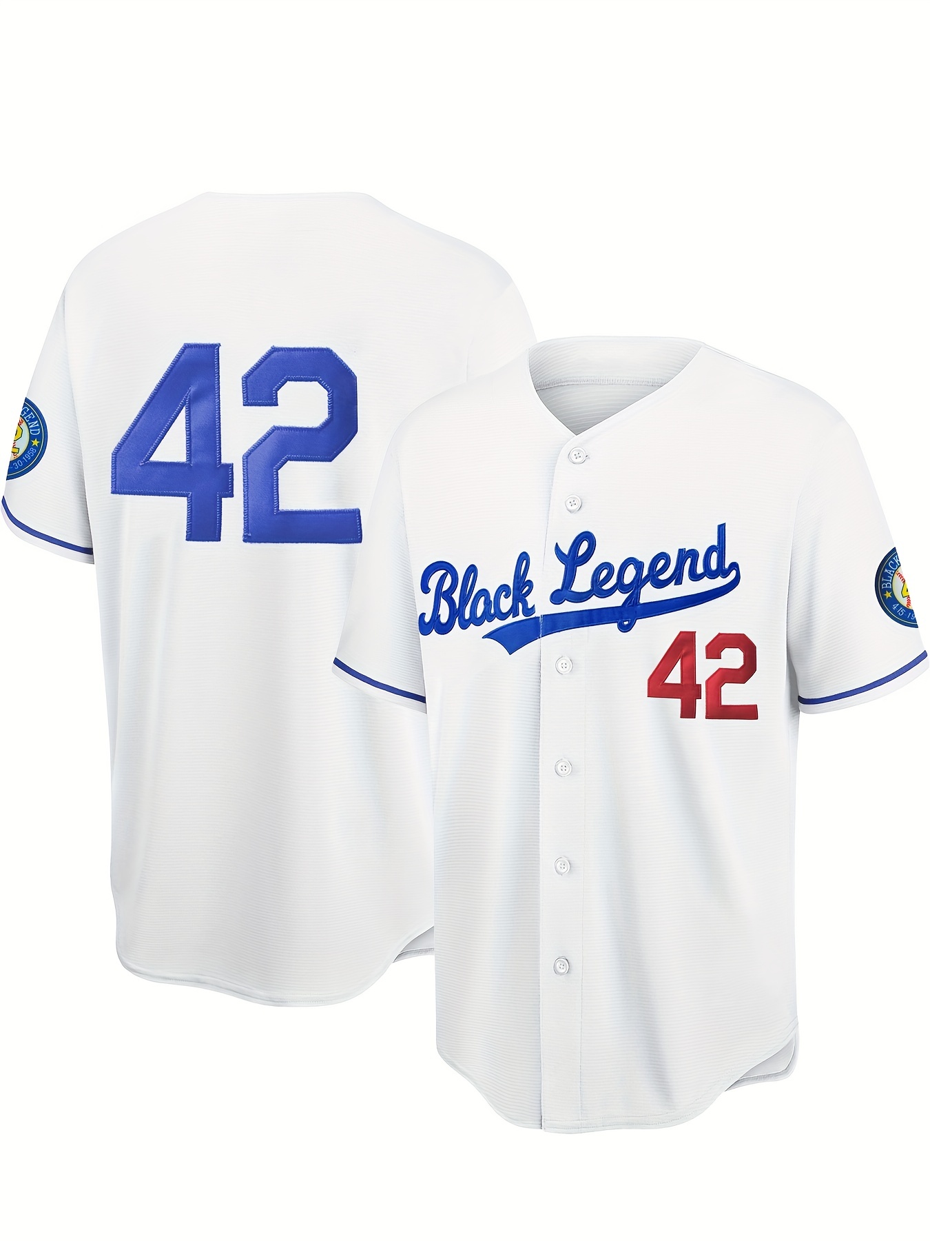 Mens Black Legend 42 Baseball Jersey Retro Classic Baseball Shirt