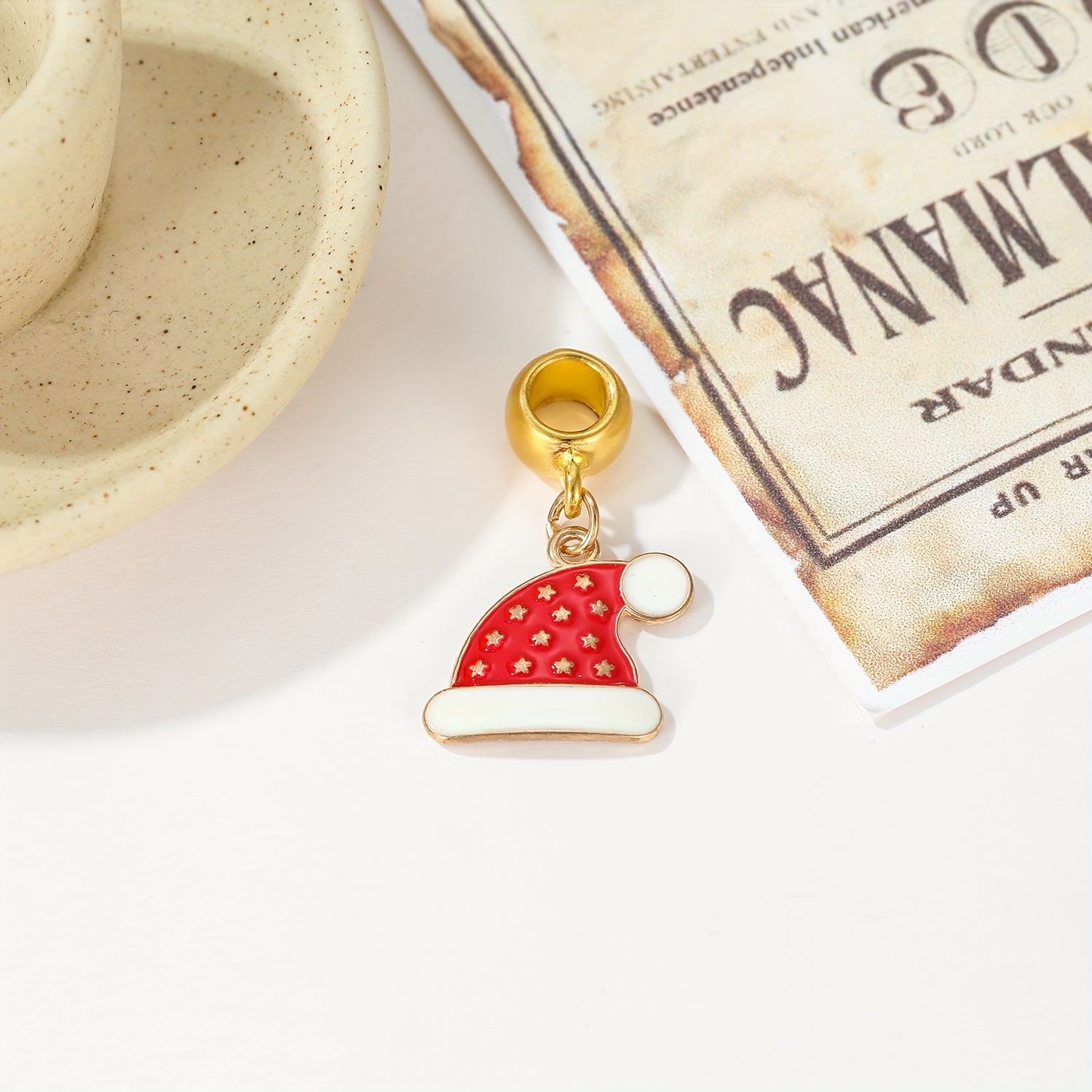 20pcs Red Christmas Santa's Hat Charm, Golden Metal Enamel Small Charms for Holiday Party Jewelry, Jewels Making,Temu