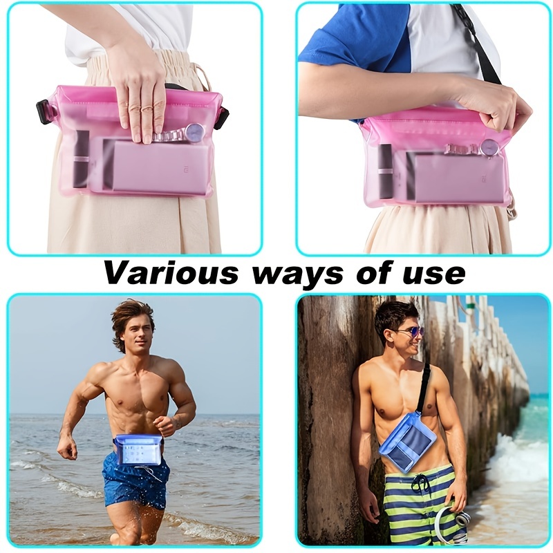 Stay Dry & Comfortable: Waterproof Pouch Bag With Adjustable Waist Strap  For Swimming, Diving, Boating, Fishing & Beach! - Temu