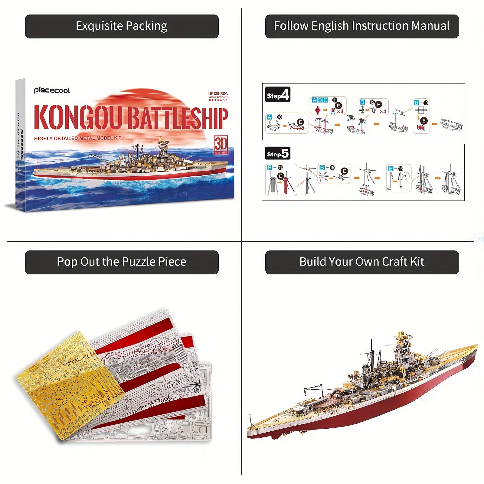 Piececool 3d Puzzles For Adults Metal Battleship Model Kits - Temu United  Kingdom