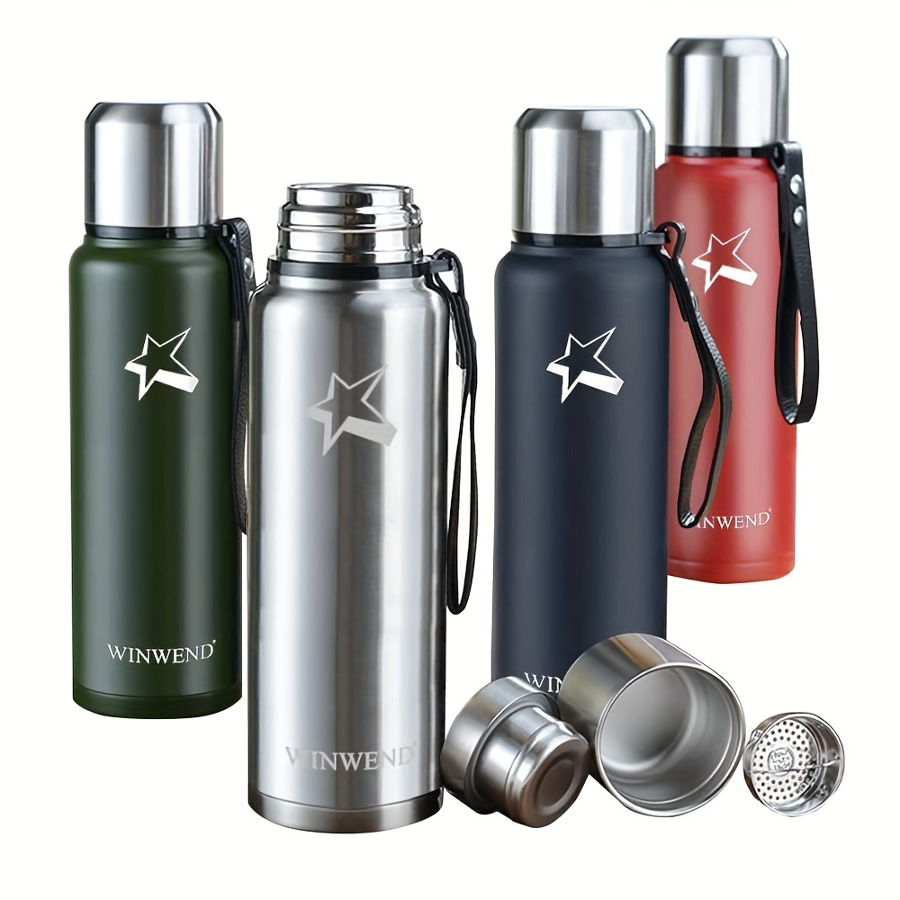 500 ML Stainless Steel Portable Thermo Vacuum Flask Insulated Bottle with  Cup lid & Rope Suitable