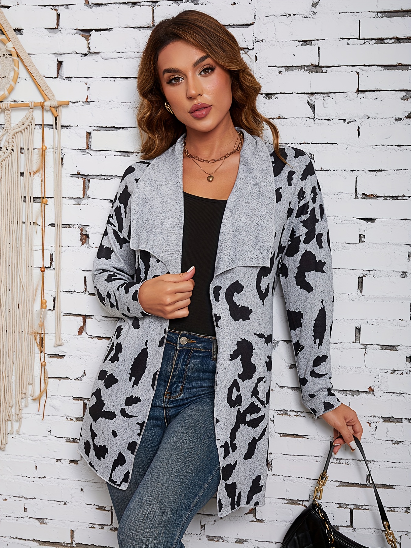 Grey 2025 leopard cardigan