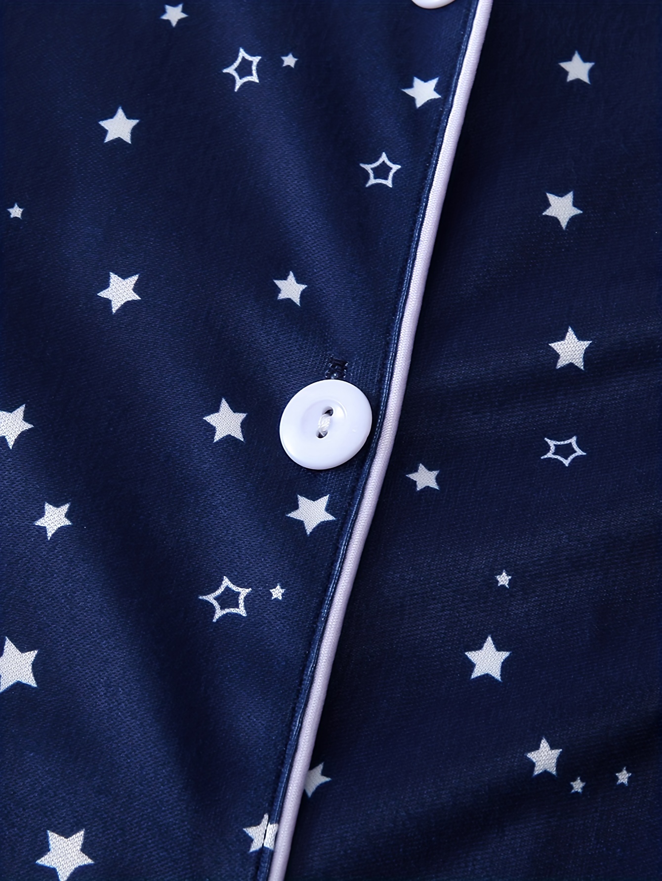 Star Print Pajama Set Short Sleeve Lapel Top & Elastic Waistband Shorts