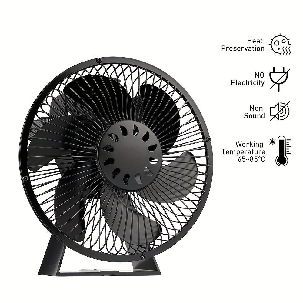 1pc 6-Blade Fireplace Fan With Cover Wood Stove Fan For Wood/Fireplace/Log  Burner/Pellet Non Electric Fan For Wood, Thermoelectric Fan Thanksgiving Ha