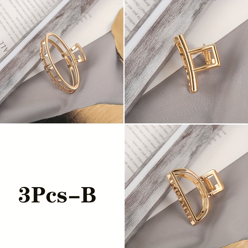 Fashion Hollow Heart Metal Hair Claw Clips Simple Non Slip Mini