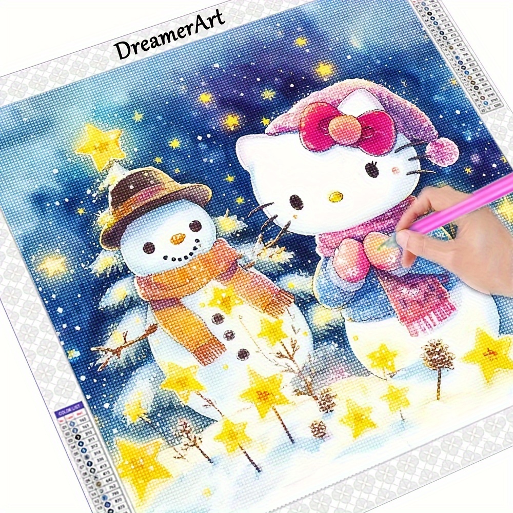 1pc 30*30cm/11.81*11.81in Sanrio Diamond Painting Kit Hello Kitty Full  Round Diamond Mosaic 5D DIY Diamond Art Christmas Decoration Miniso
