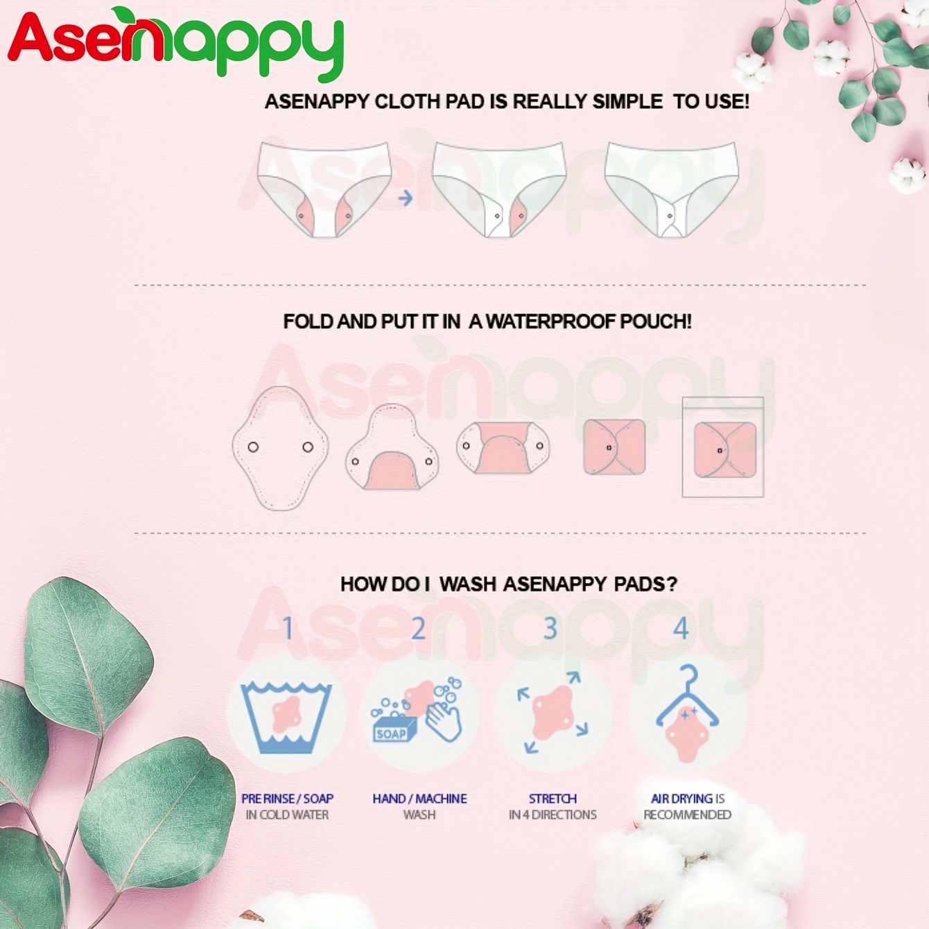 S Reusable Bamboo Sanitary Menstrual Cloth Pads Panty Liners