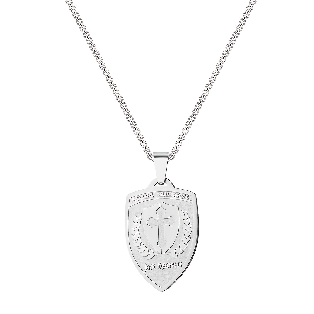 White gold st michael deals shield pendant