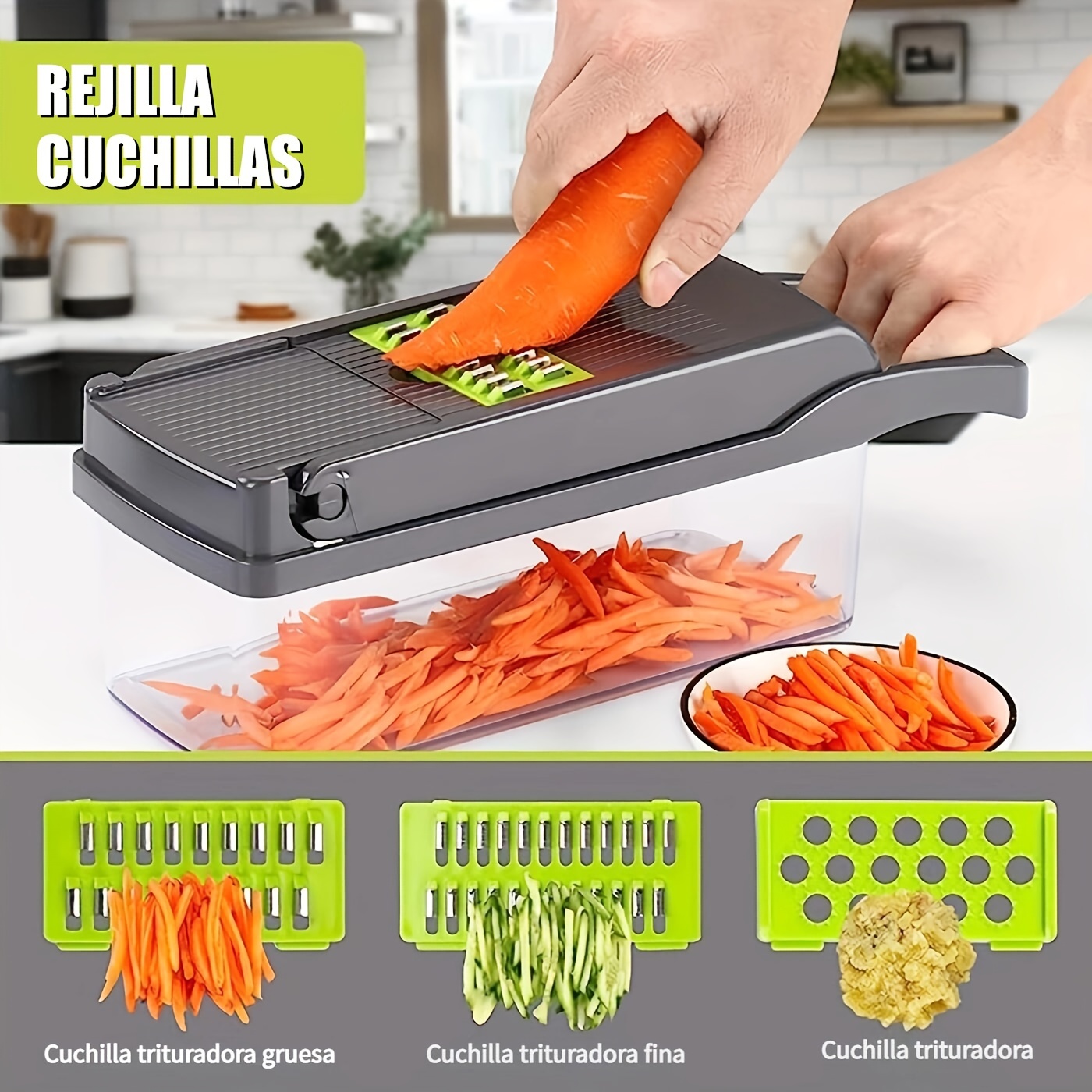 Picadora de Verduras, Cortador de Verduras Multifuncional 12 en 1, Cortador  de Cebolla, Cortador de Dados