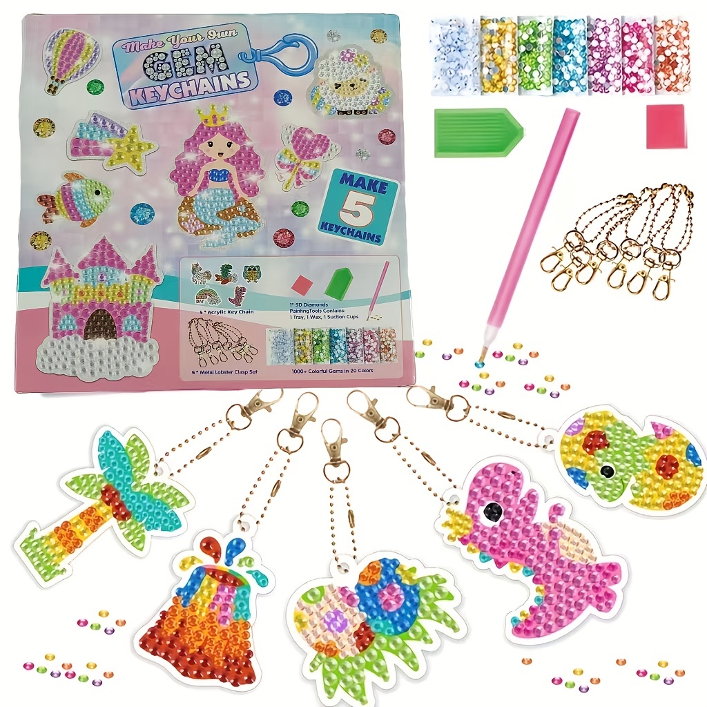 5d Diamonds Painting Kits Keychain For Kids Make Your Own Diamond