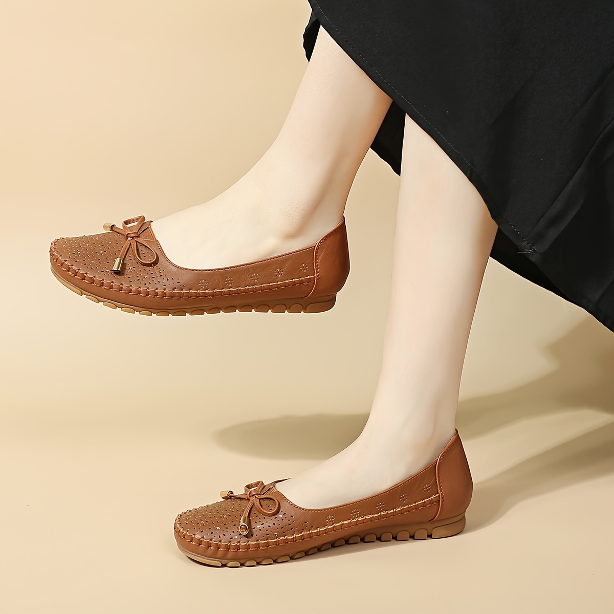 women s solid color elegant flast bowknot decor soft sole details 8
