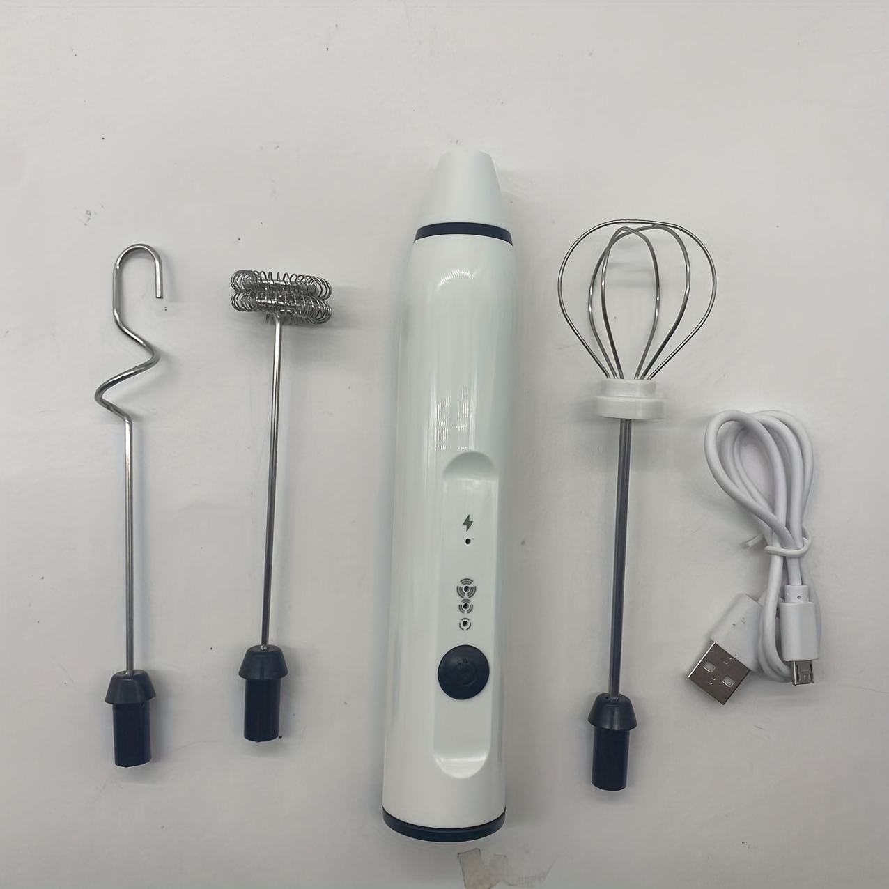 Coffee Cream Mixer Mini Electrical Wireless Handheld Blender Milk Frothers  Coffee Maker SILVER 