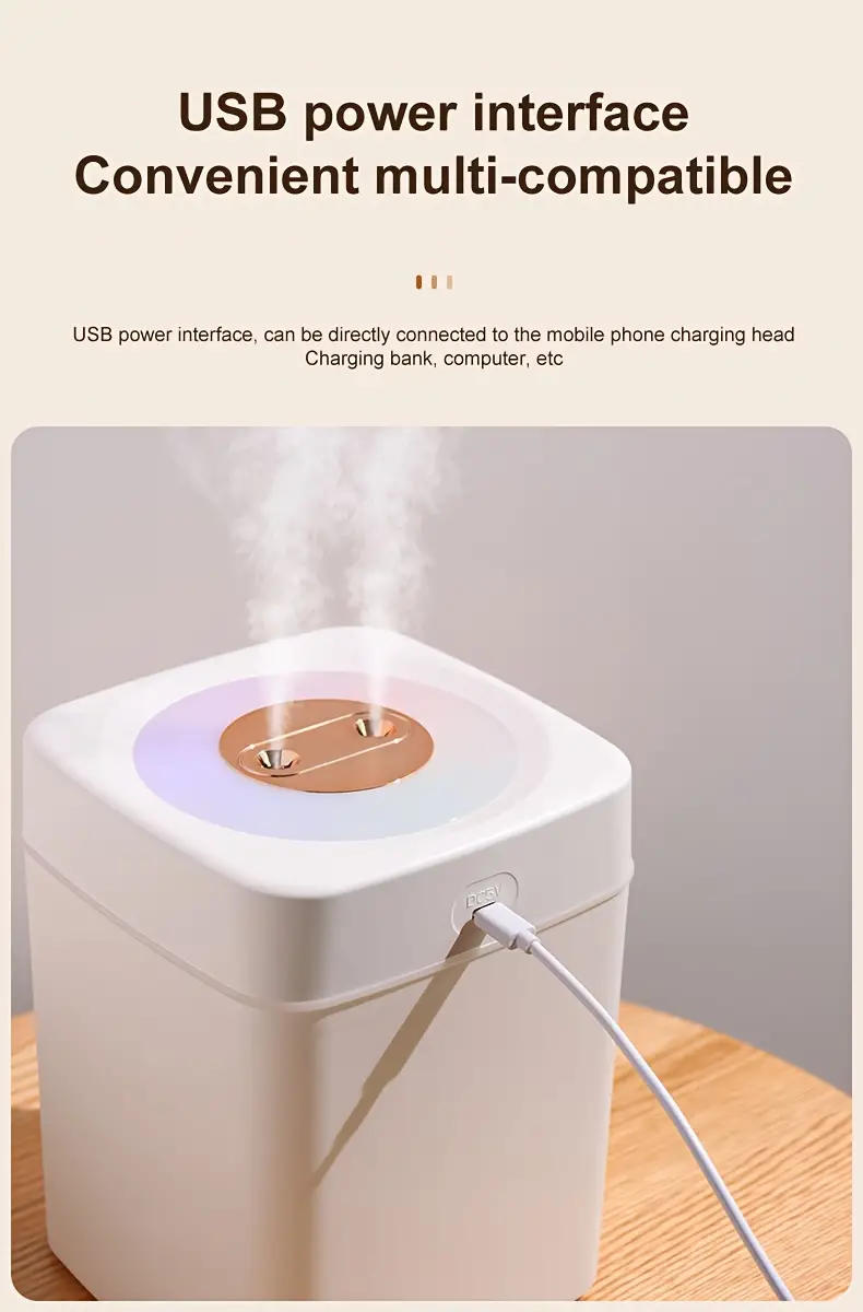 2l portable cool mist humidifier usb desktop humidifier with 2 spray modes 7 color led lights enjoy mute air purification aromatherapy perfect for home travel details 9