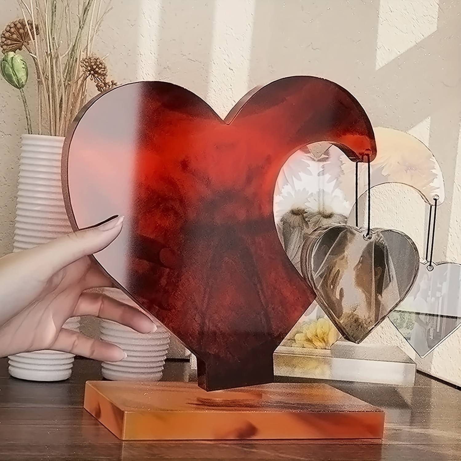 Playing Mold Photo Frame Resin Molds Silicone, Resin Picture Frames Molds  for Epoxy Resin, Love Theme Heart Shape & Love Word Silicone Epoxy Molds  for