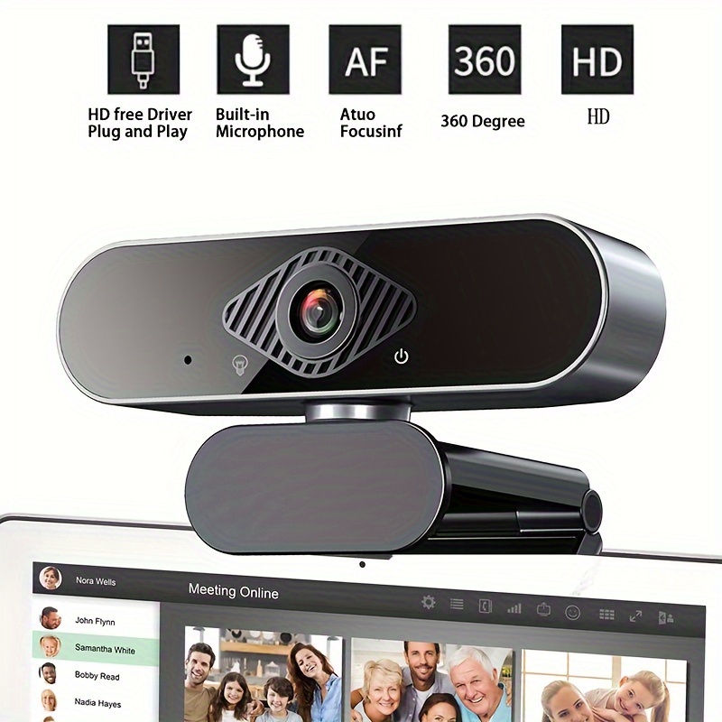 Cámara web HD 1080p con micrófono, cámara web USB para escritorio,  computadora, PC, Mac, videoconferencia portátil, grabación y transmisión,  Plug and