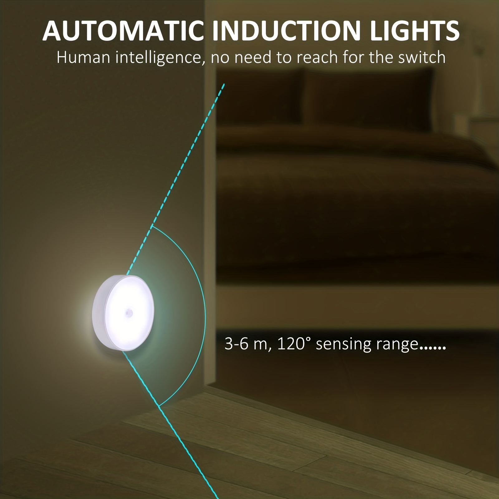 keyaway Bande lumineuse LED détecteur de mouvement,lumière LED de  garde-robe, batterie chargée lumière nuit LED pour placard, escalier,  couloir